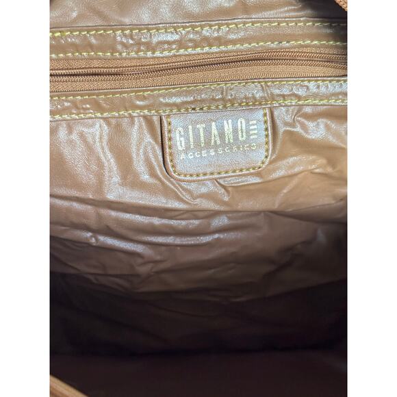 Vintage‎ Gitano World Map Duffle Bag Travel Carry On Luggage Atlas Leather - Picture 5 of 13